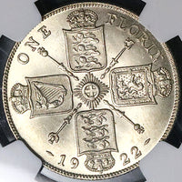 1922 NGC MS 64 Florin George V Great Britain 2 Shillings Silver Coin (23121703D)