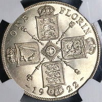 1922 NGC MS 64 Florin George V Great Britain 2 Shillings Silver Coin (23121703D)