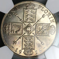 1926 NGC MS 63 Florin George V Great Britain 2 Shillings Silver Coin (24060602C)