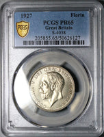 1927 PCGS PR 65 Great Britain Florin George V 2 Shillings Proof Silver 15k Coin (25052203C)