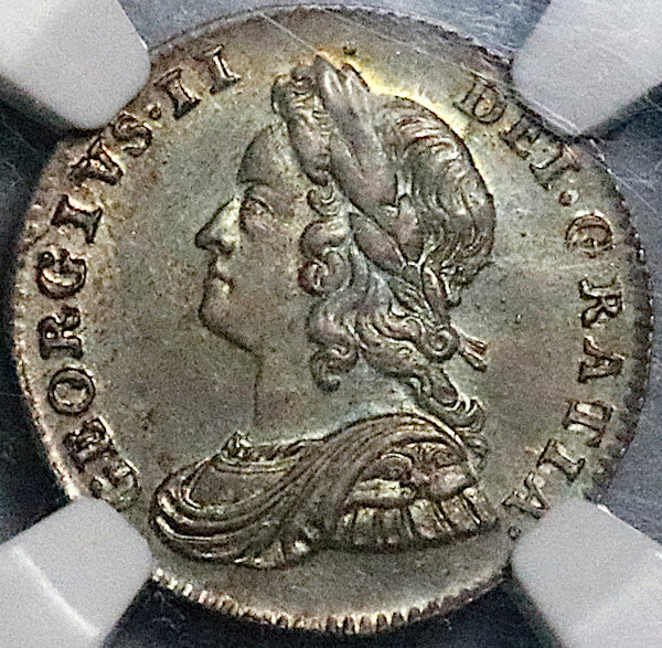1732 NGC MS 63 George II 3 Pence Great Britain Silver Coin POP 2/0 (23053003C)