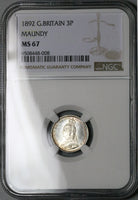 1892 NGC MS 67 Victoria Maundy 3 Pence Great Britain Sterling Silver Coin POP 5/0 (24051904C)