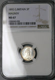 1892 NGC MS 67 Victoria Maundy 3 Pence Great Britain Sterling Silver Coin POP 5/0 (24051904C)