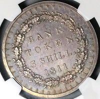 1811 NGC MS-62 George III 3 Shillings Bank England  Sterling Silver Coin (23062801C)