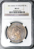 1811 NGC MS-62 George III 3 Shillings Bank England  Sterling Silver Coin (23062801C)