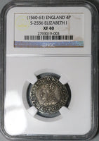 1560 PCGS XF 40 Elizabeth I 4 Pence Britain England Groat Hammered Silver Coin S-2556 (24011301D)