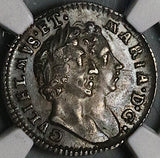 1690 6/5 NGC AU 58 William Mary 4 Pence Error Groat Great Britain Silver Coin (23110704C)