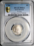 1784 PCGS MS 64 George III Groat 4 Pence Great Britain Gem Silver Coin POP 4/1 (26062801C)