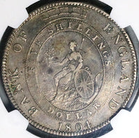 1804 NGC XF George III Great Britain 5 Shillings Bank Dollar Crown Silver Coin (25082901C)