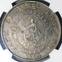 1804 NGC XF George III Great Britain 5 Shillings Bank Dollar Crown Silver Coin (25082901C)
