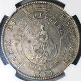 1804 NGC XF George III Great Britain 5 Shillings Bank Dollar Crown Silver Coin (25082901C)