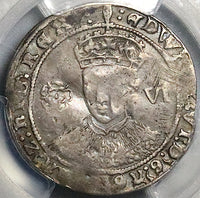 1551 PCGS VF Edward VI 6 Pence Britain Hammered Boy King Silver Coin (24010702D)