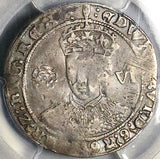 1551 PCGS VF Edward VI 6 Pence Britain Hammered Boy King Silver Coin (24010702D)