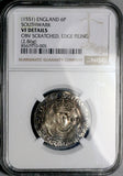 1551 NGC VF Edward VI 6 Pence Britain Hammered Boy King Silver Coin (26051603C)