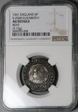 1561 NGC AU Elizabeth I 6 Pence England Britain Silver Coin S-2560 (23050201C)