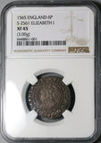 1565 NGC XF 45 Elizabeth I 6 Pence Britain Silver Coin POP 1/0 (22093001D)