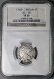 1707-E Star NGC VF 20 Anne 6 Pence Great Britain Rare Post Union Silver Coin POP 1/0 (25100901C)
