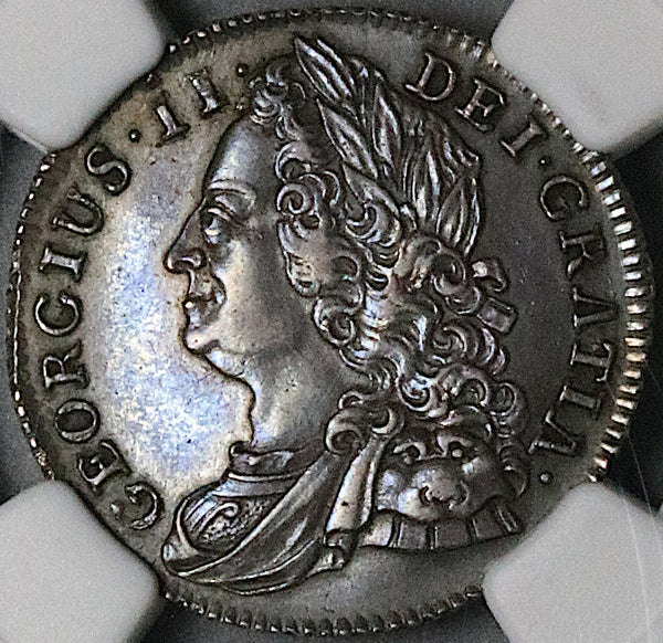 1743 NGC AU 55 George II 6 Pence Great Britain Colonial Sterling Silver Coin (24011003C)