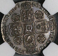 1743 NGC AU 55 George II 6 Pence Great Britain Colonial Sterling Silver Coin (24011003C)