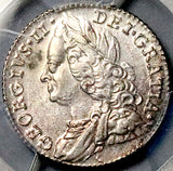 1757 PCGS MS 63 George II 6 Pence Great Britain Colonial Silver Coin (26091601C)