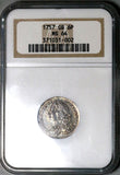 1757 NGC MS 64 George II 6 Pence Great Britain Sterling Silver Coin (24112501D)