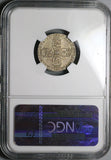 1757 NGC XF 45 George II 6 Pence Great Britain Colonial Sterling Silver Coin (24072701C)