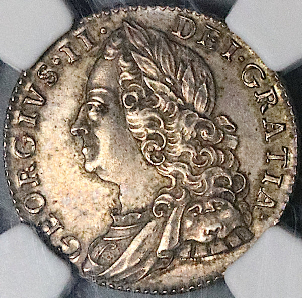 1758 NGC AU 58 George II 6 Pence Great Britain Sterling Silver Coin (23062902C)