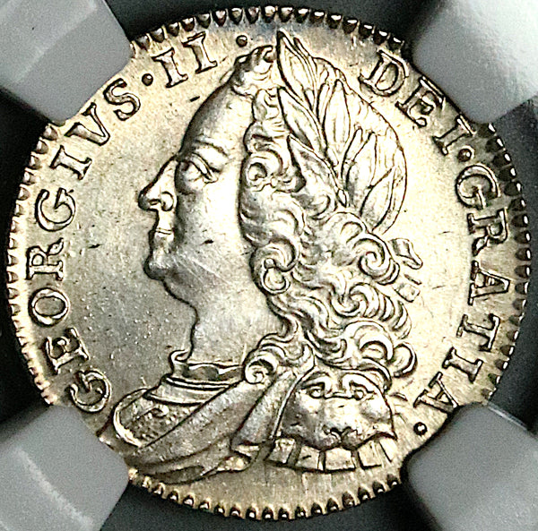 1758/7 NGC MS 63 George II 6 Pence Great Britain Overdate Rare Silver Coin (25111701C)