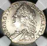 1758/7 NGC MS 63 George II 6 Pence Great Britain Overdate Rare Silver Coin (25111701C)
