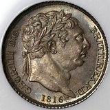 1816 NGC MS 64 6 Pence George III Britain Vintage Holder Silver Coin (23060503C)