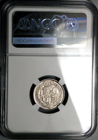 1817 NGC UNC 6 Pence George III Britain Sterling Silver Coin (23061301C)