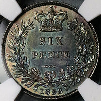 1838 NGC MS 64 Victoria 6 Pence Great Britain Sterling Silver Coin (23053001C)