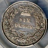 1840 PCGS XF Victoria 6 Pence Great Britain Rare Sterling Silver Coin (26040801C)