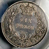 1840 PCGS XF Victoria 6 Pence Great Britain Rare Sterling Silver Coin (26040801C)