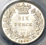 1842 PCGS MS 63 Victoria 6 Pence Great Britain OGH Rare Silver Coin (23111102C)