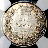1850/30 NGC AU 50 Victoria 6 Pence Great Britain Rare Overdate Sterling Silver Coin (26091702C)