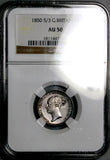 1850/30 NGC AU 50 Victoria 6 Pence Great Britain Rare Overdate Sterling Silver Coin (26091702C)