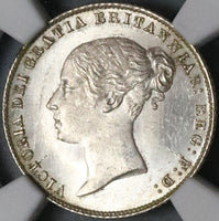 1858 NGC MS 64 Victoria 6 Pence Great Britain Rare Silver Coin (23042401C)