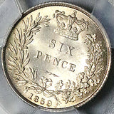 1859 PCGS MS 64 Victoria 6 Pence Great Britain Sterling Silver Coin (25110101C)