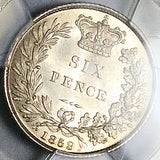 1859 PCGS MS 64 Victoria 6 Pence Great Britain Sterling Silver Coin (25110101C)