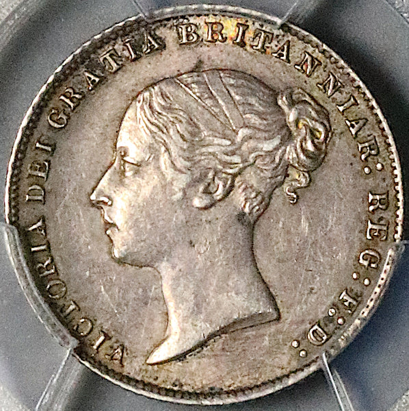 1867 PCGS AU 58 Victoria 6 Pence Die 11 Rare Great Britain Sterling Silver Coin (25090101C)