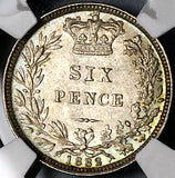 1882 NGC MS 63 Victoria 6 Pence Great Britain Rare Key 760k Silver Coin (23072301C)