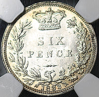 1883 NGC MS 63 Victoria 6 Pence Great Britain Mint State Silver Coin (25072602C)
