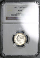 1883 NGC MS 63 Victoria 6 Pence Great Britain Mint State Silver Coin (25072602C)