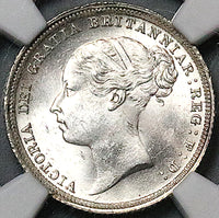 1883 NGC MS 64 Victoria 6 Pence Great Britain Mint State Silver Coin (24082903C)