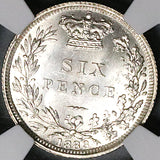 1883 NGC MS 64 Victoria 6 Pence Great Britain Mint State Silver Coin (24082903C)