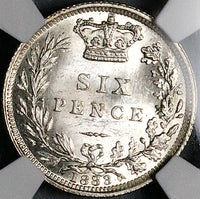 1883 NGC MS 64 Victoria 6 Pence Great Britain Mint State Silver Coin (24082903C)