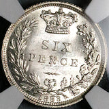 1883 NGC MS 64 Victoria 6 Pence Great Britain Mint State Silver Coin (24082903C)