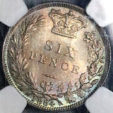 1884 NGC MS 64 Victoria 6 Pence Great Britain Sterling Silver Coin (25091001C)