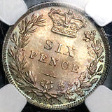 1884 NGC MS 64 Victoria 6 Pence Great Britain Sterling Silver Coin (25091001C)
